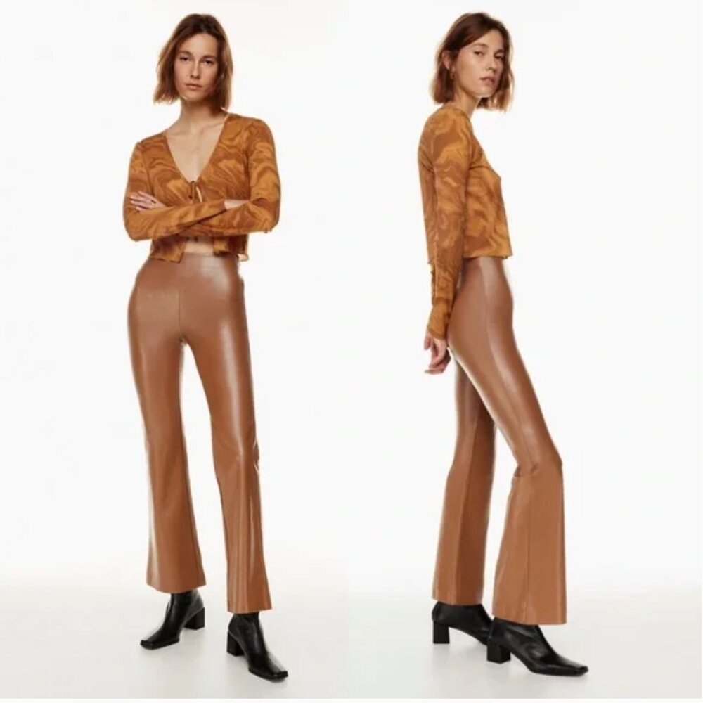 Wilfred Roma Vegan Leather Flared Leg Pant Cognac 6